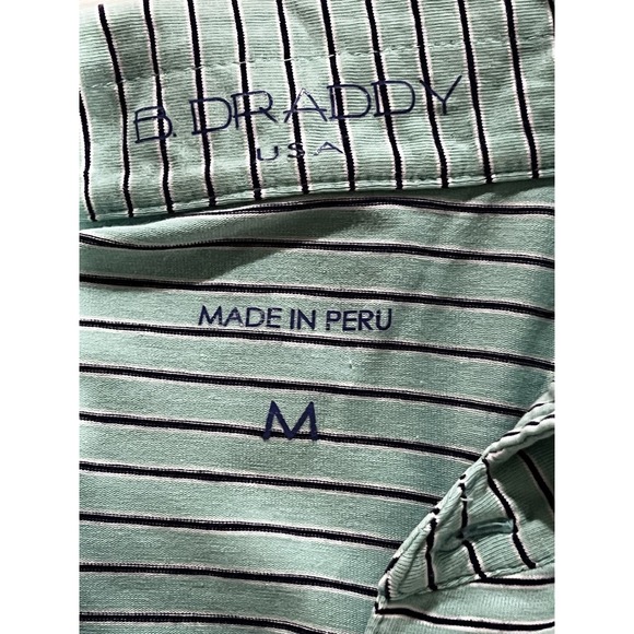 B‎ Draddy USA Men's Medium Mint Green And Blue Stripes Polo Shirt - Picture 5 of 5